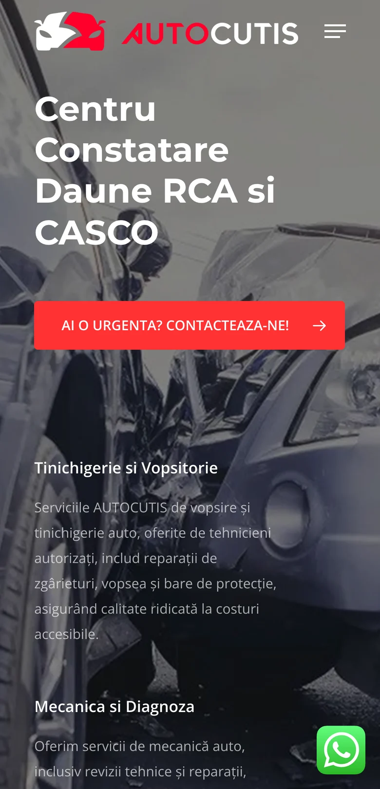 Site-ul AutoCutis, versiunea mobilă