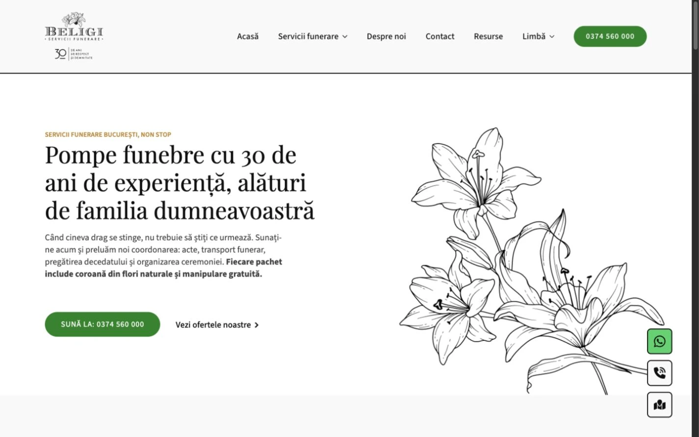 Pagina principală a site-ului Beligi