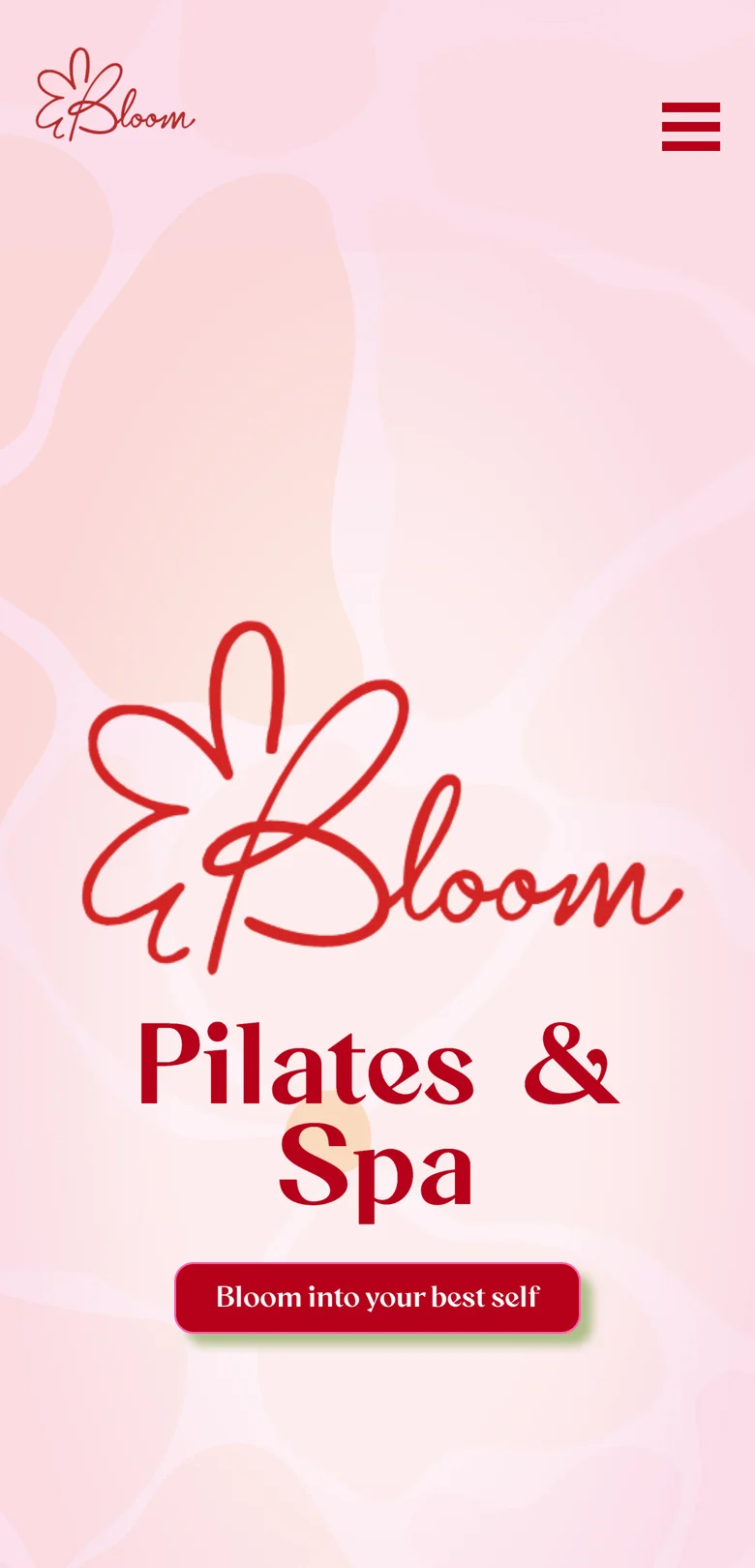 Site-ul Bloom Pilates & Spa, versiunea mobilă