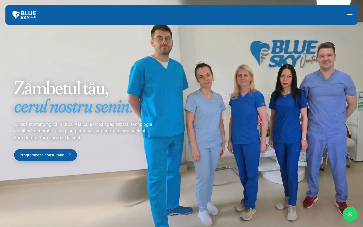 Site-ul Blue Sky Dental realizat de Trifu Media