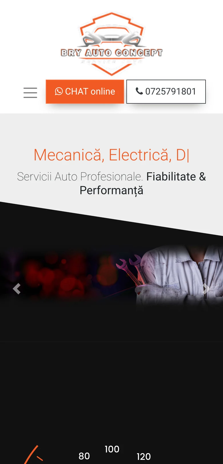Site-ul Bry Auto Service, versiunea mobilă