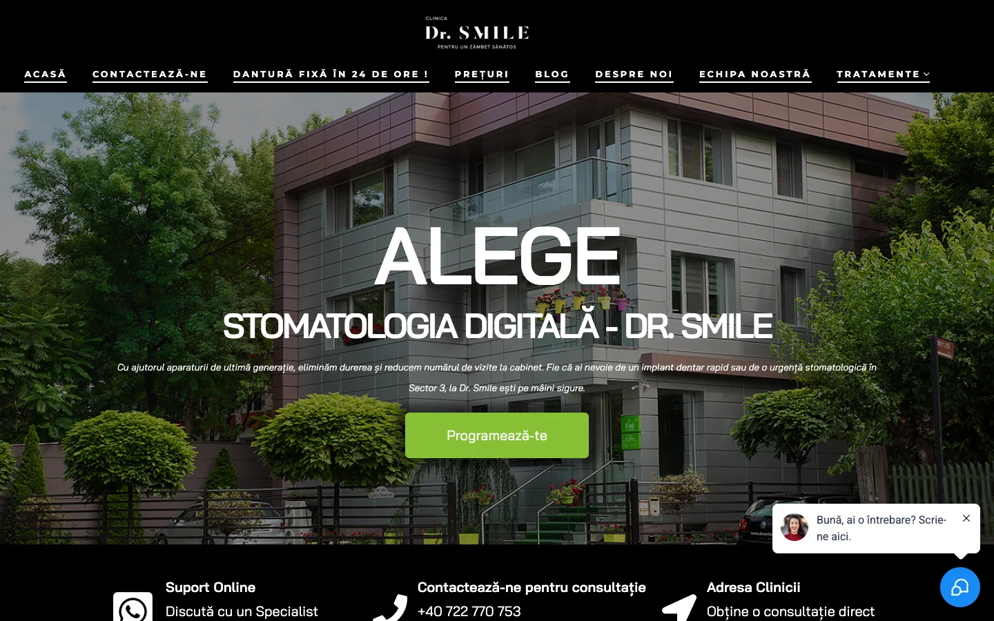 Site-ul clinicii Dr. Smile și prezentarea serviciilor stomatologice