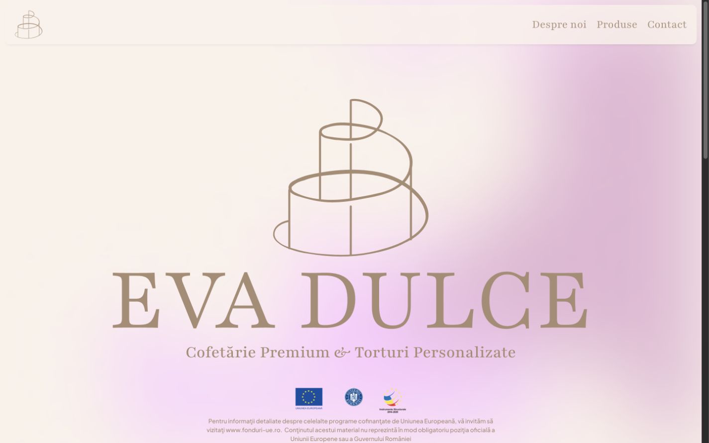 Site-ul Eva Dulce, versiunea desktop