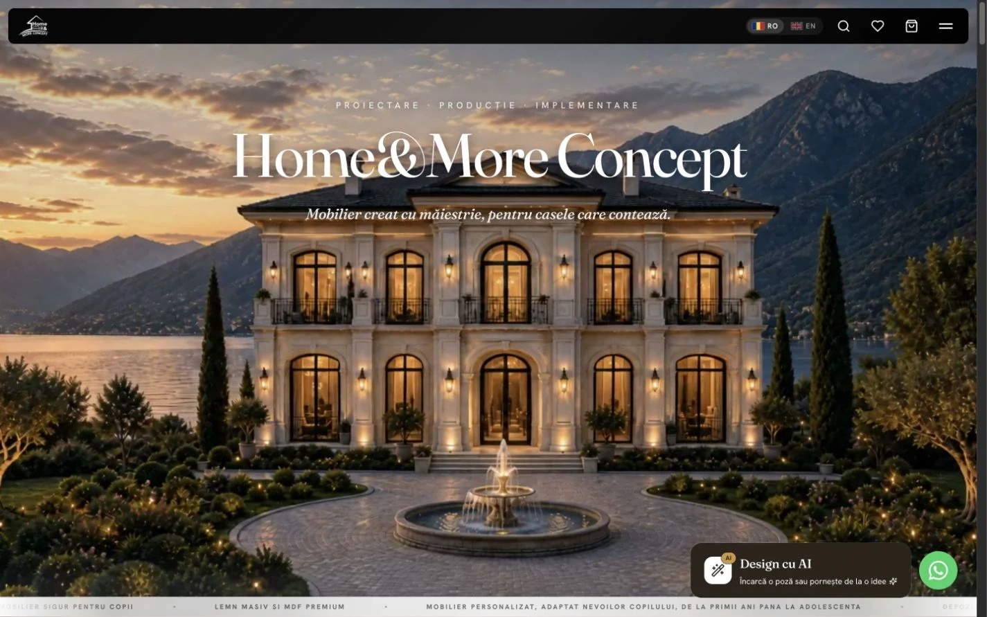 Site-ul HMC Atelier, versiunea desktop