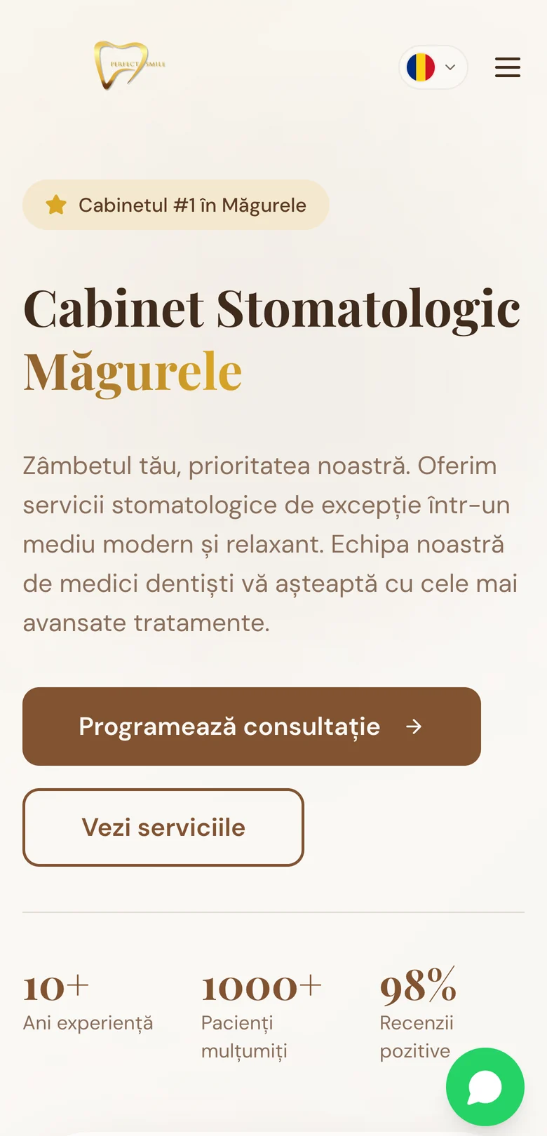 Site-ul Perfect Smile Glim, versiunea mobilă