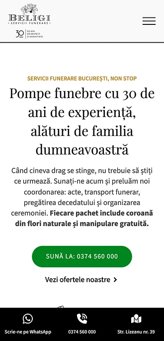 Site-ul Beligi, versiunea mobilă