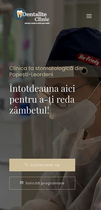 Site-ul Dentalite Clinic, versiunea mobilă