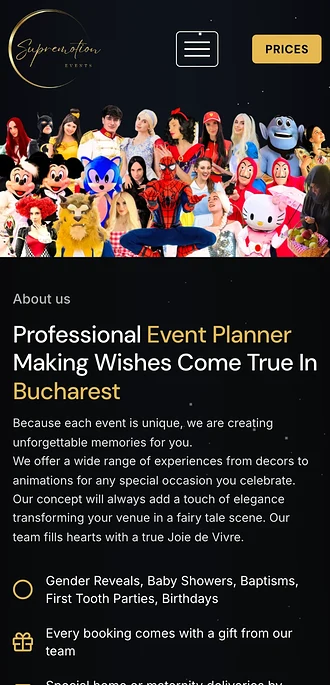 Site-ul Supremotion Events, versiunea mobilă